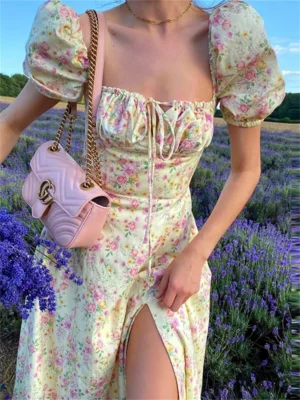 Women Summer Vintage Floral Dress